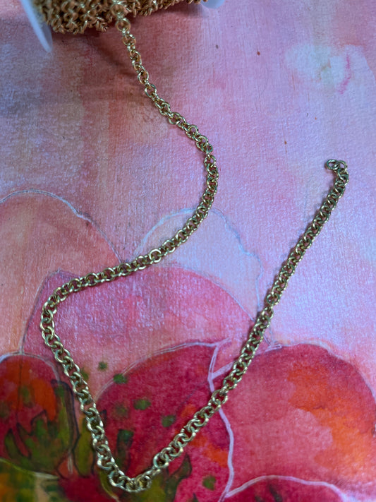 ROLO CHAIN STAINLESS STEEL GOLD 3.5X3.5 PER FOOT