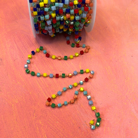 CHAIN SST GP GLASS BEAD 2.5X1.5MM X PIE