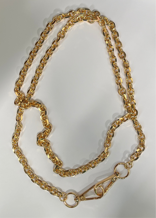 CHAIN CABLE LINK GOLD PLATE WITH SPRING RINGS 119 CM