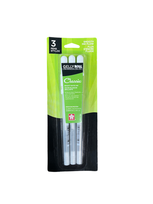 GELLY ROLL PEN SET MEDIUM POINT WHITE 3 PC
