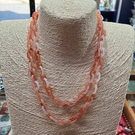 CHAIN ACRYLIC LT CORAL 15X10MM 1 PC