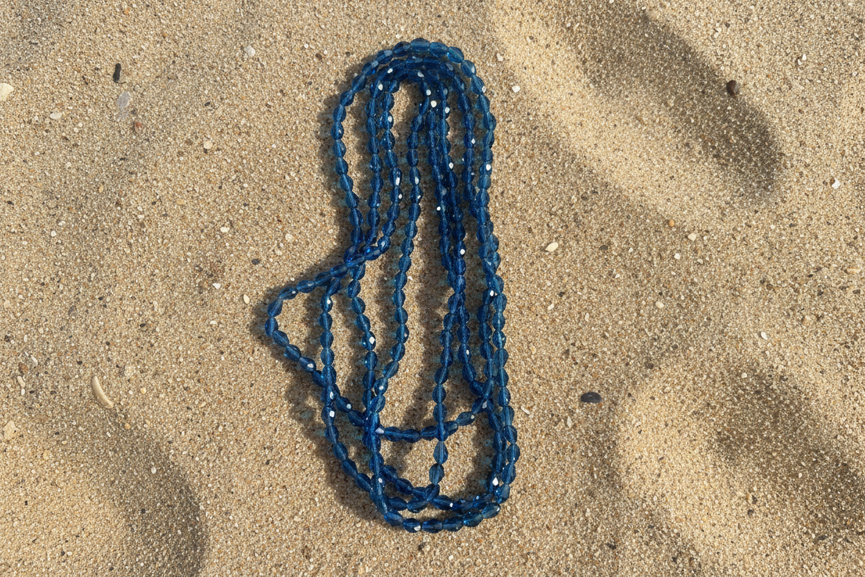 GLASS DROP 8X6MM PRUSSIAN BLUE 1 STRAND