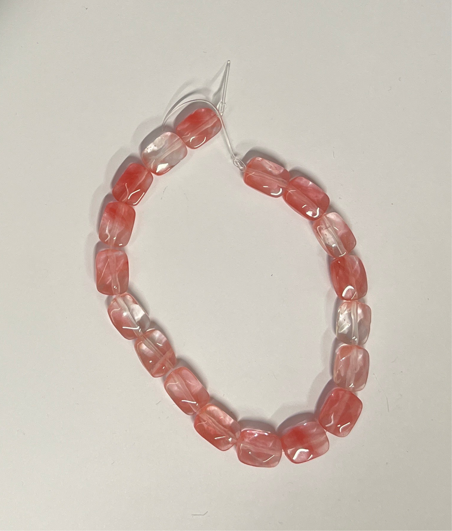 CHERRY QUARTZ GLASS BEADS RECTANGLE 11X8MM 1 STRAND