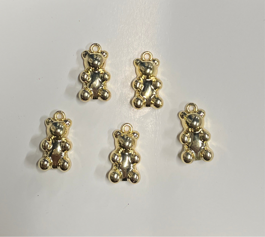 PENDANT BEAR LIGHT GOLD 17.5MM5 5 PC