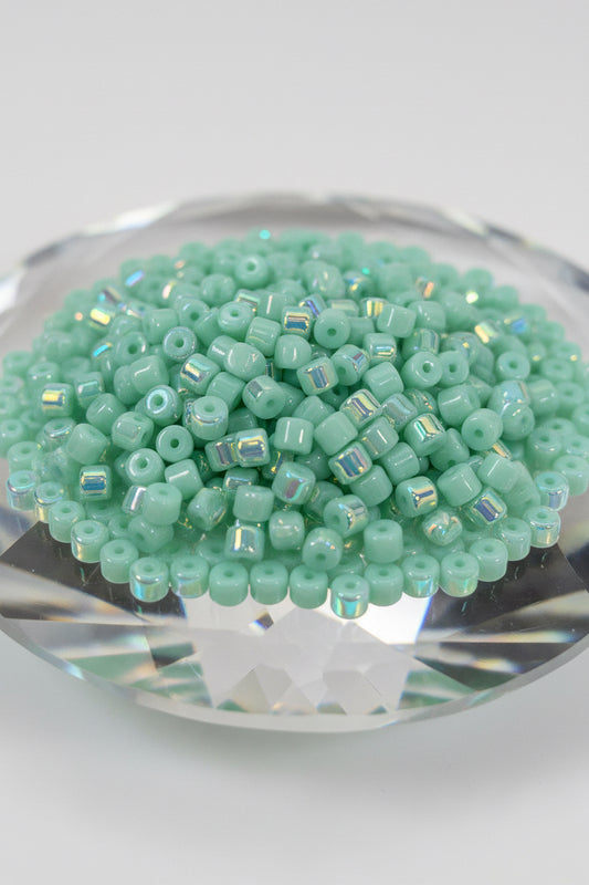 SEED BEADS BLUE PLATED ROUND