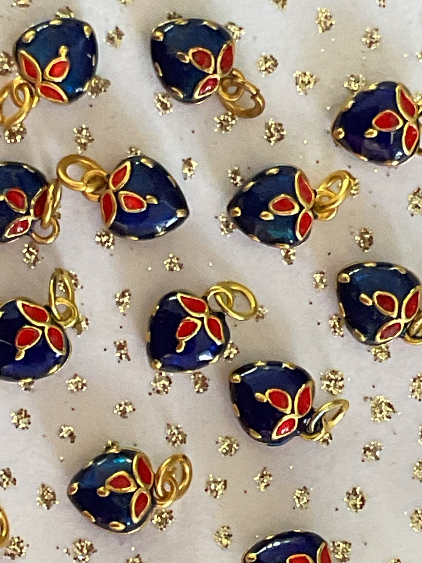 CHARM STRAWBERRY DARK BLUE/RED 12X9MM 2 PC