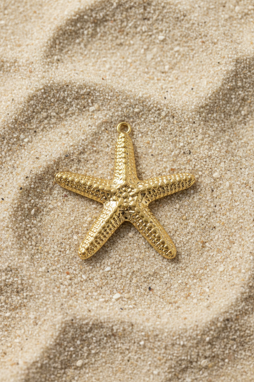 STARFISH PENDANT GOLD MATTE 63 MM 1 PC