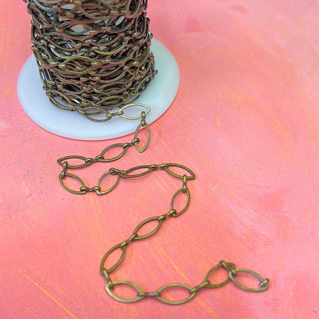 CHAIN ANTIQUE BRONZE OVAL 12x6mm