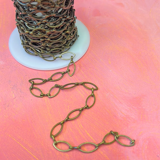 CHAIN ANTIQUE BRONZE OVAL 12x6mm