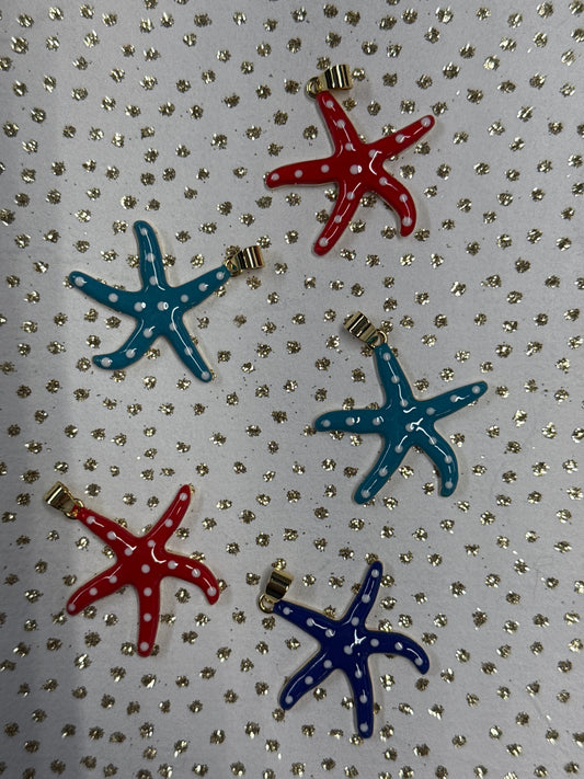 PENDANT STARFISH ENAMEL 32X32MM MIXED COLORS 1 PC
