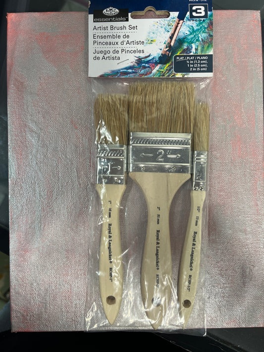 CHIP BRUSH SET ROYAL LANGNICKEL 3 PC FLAT 1/2, 1, 2 INCHES