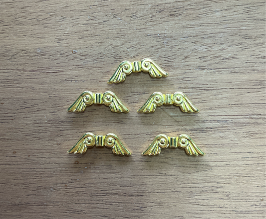 CHARM ANGEL WINGS GP 21X7.5MM 5 PCS