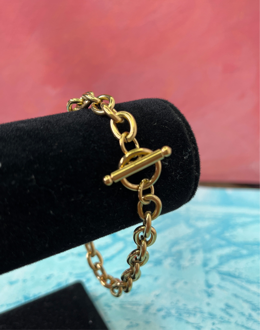 BRACELET STAINLESS STEEL GOLD CHAIN 8-5/8 INCHES