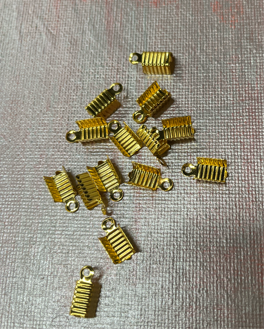 CORD END FOLD CRIMP END GOLD PLATE 13X5MM 50 PC
