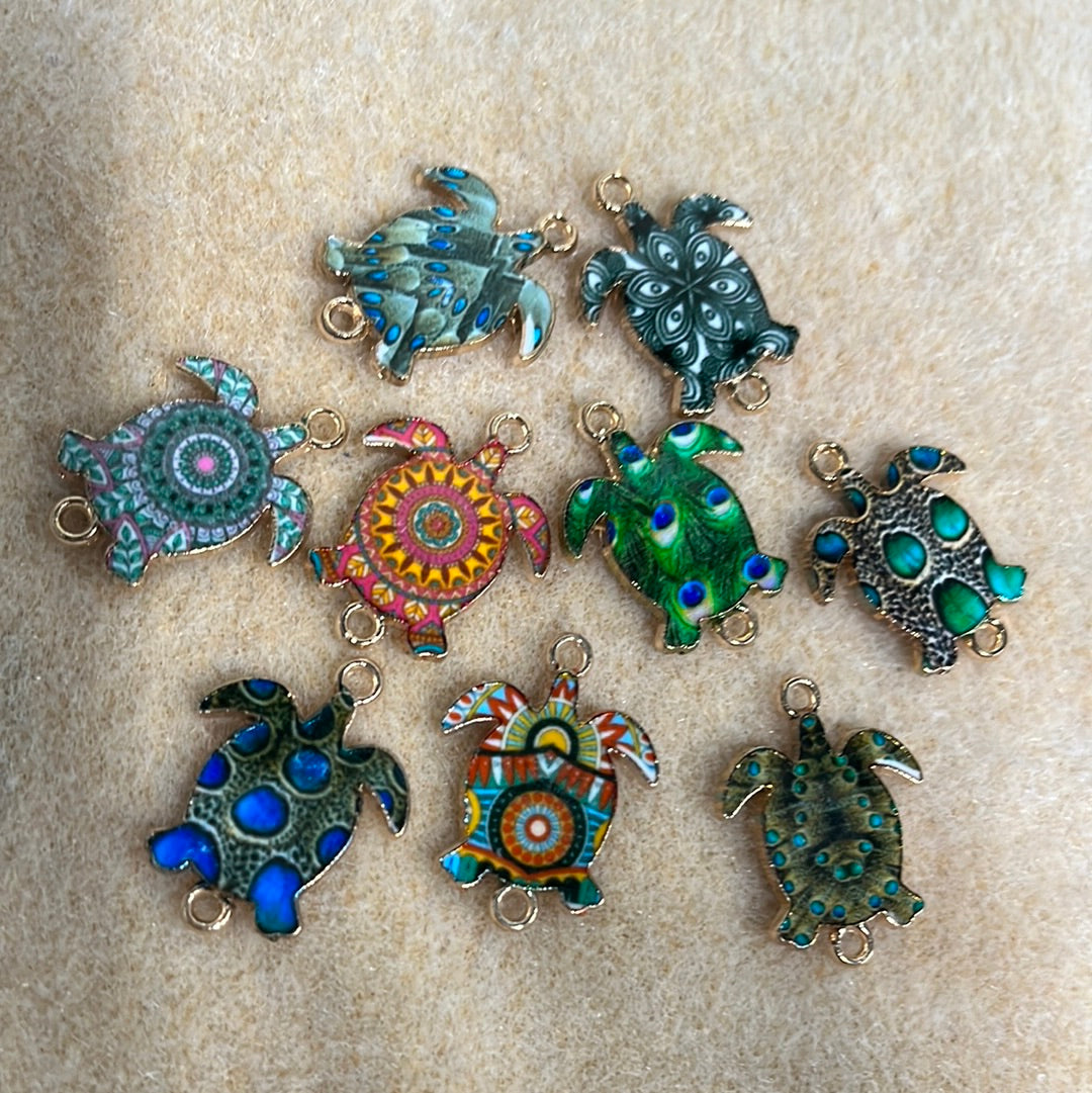 LINK TURTLE GOLD PLATE PRINTED 23 MM 10 PC