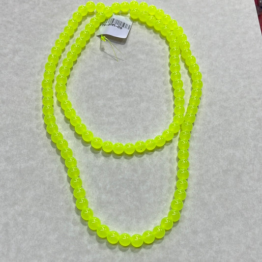 GLASS JADE 8MM GREEN YELLOW (ABOUT 100 PCS)