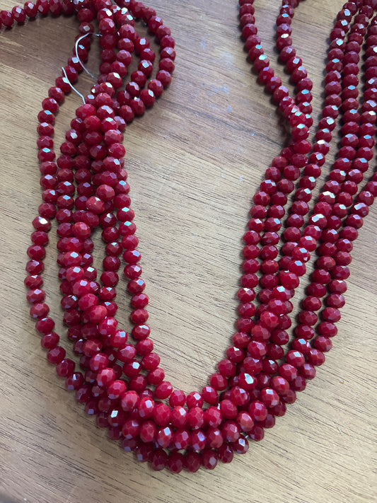 GLASS RONDELLE 6X4MM DARK RED