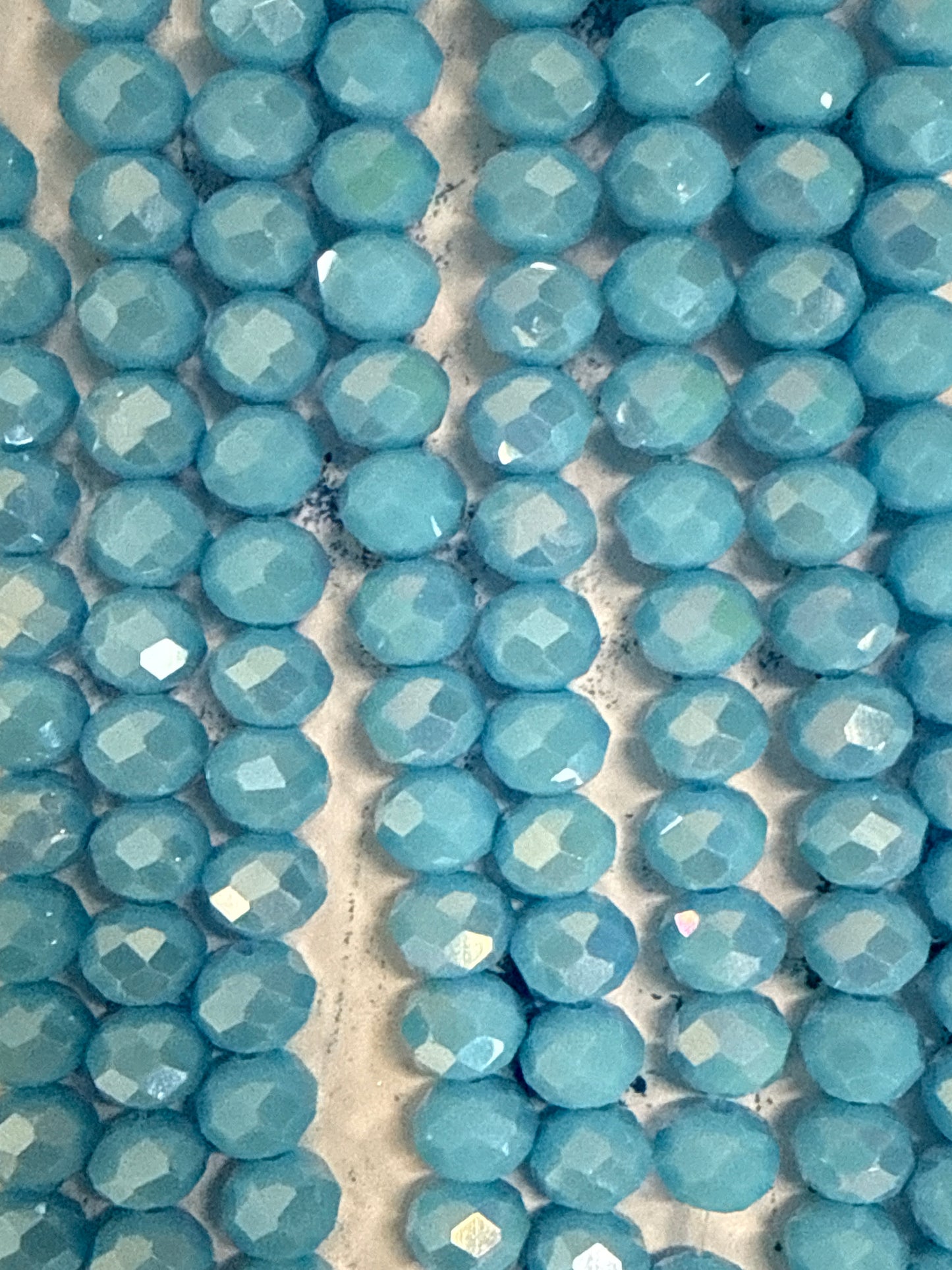 GLASS RONDELLE 8MM LIGHT SKY BLUE 1 STRAND