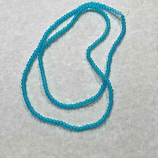 GLASS JADE 4MM ROUND MEDIUM TURQUOISE(BAKING PAINTED)