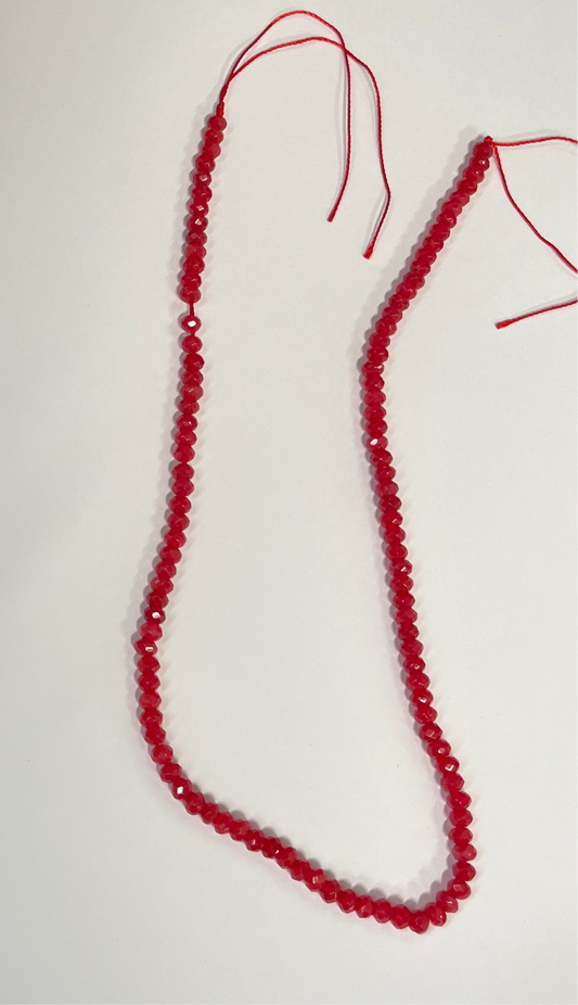 MALAYSIA JADE RONDELLE FACETED 4X2MM RED 1 STRAND