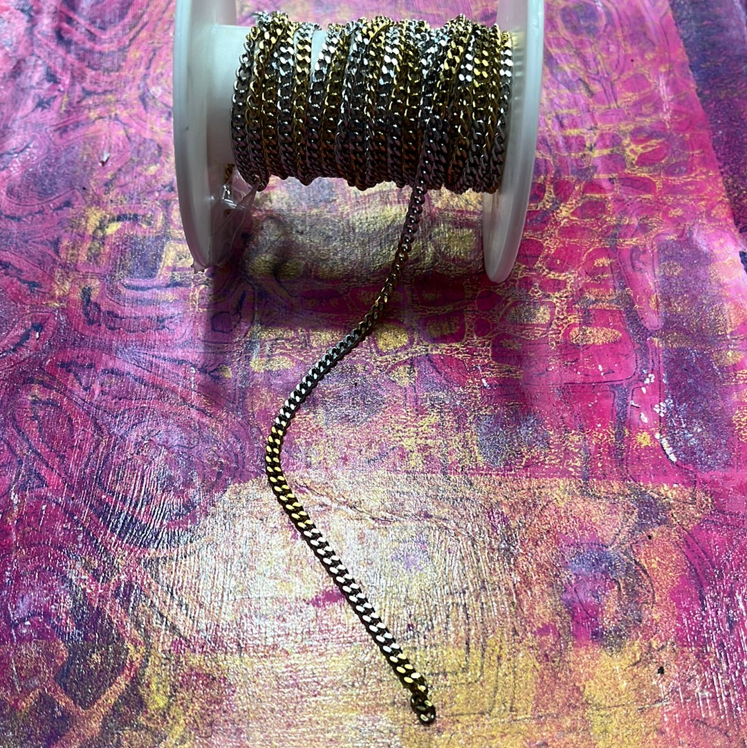 CHAIN SST TWO TONE CURB 4x3MM