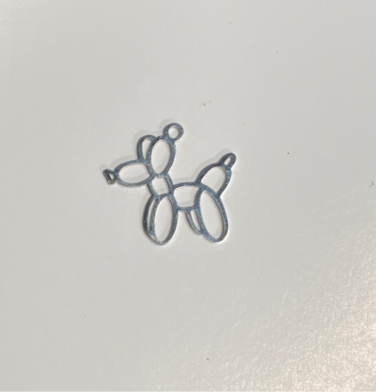 CHARM DOG BALLOON LASER CUT SILVER SST