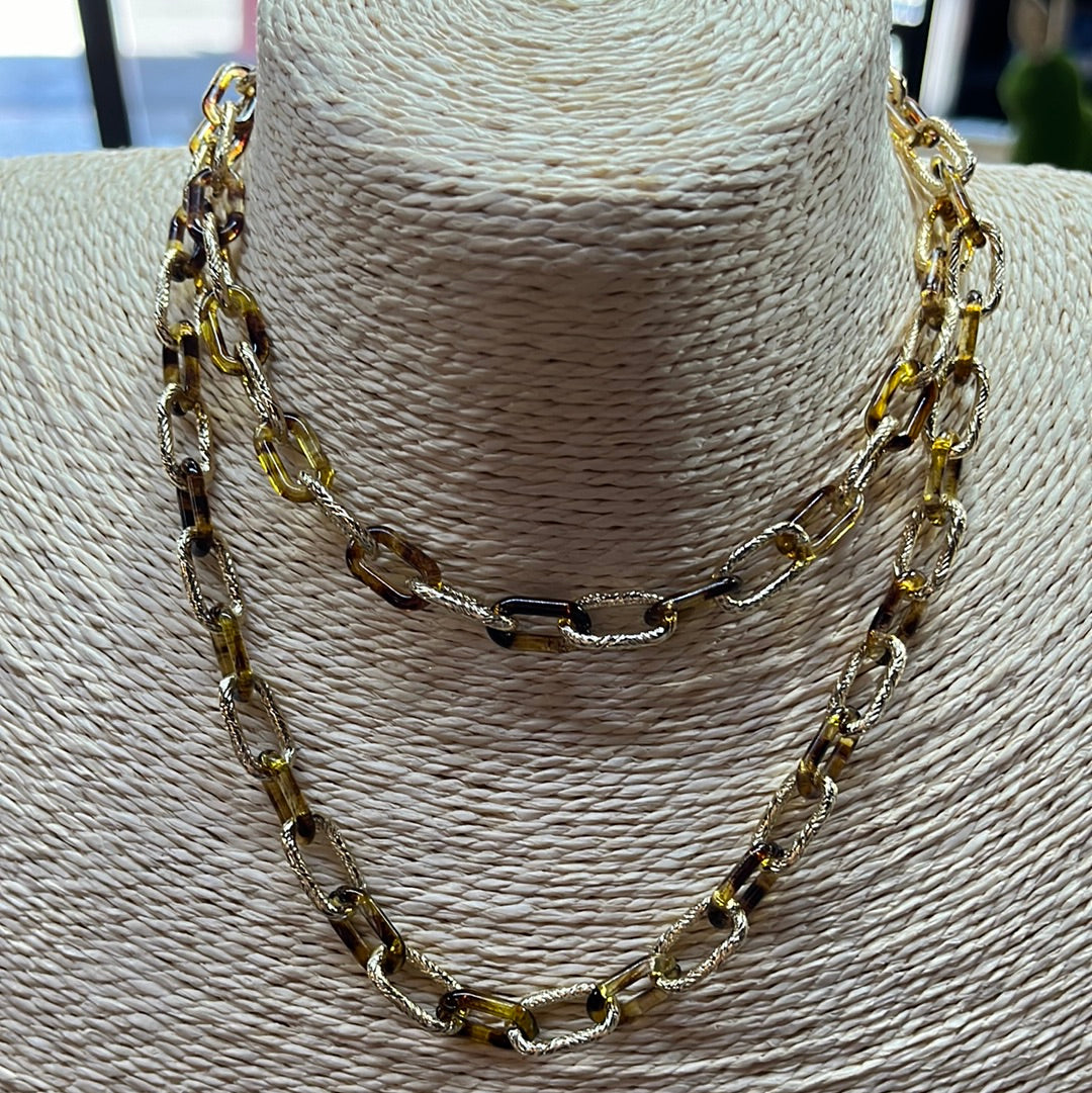 MASK HOLDER CHAIN ACRYLIC LEOPARD GOLD 27" 1 PC