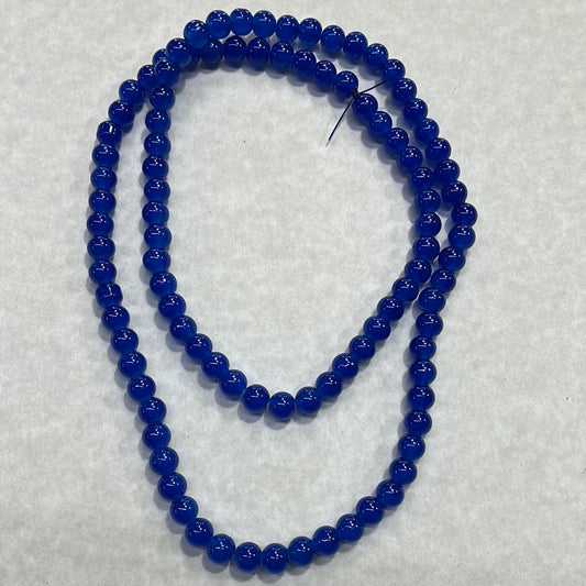 GLASS JADE 8MM ROUND ROYAL BLUE