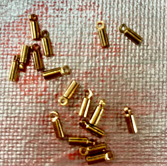 CORD END COLUMN LIGHT GOLD PLATED WITH LOOP 1.5MM HOLE 25PCS