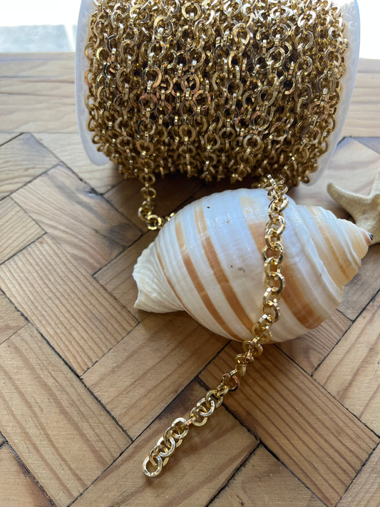 CHAIN ALUMINUM ROLO GOLD 8X1.6MM PER YARD