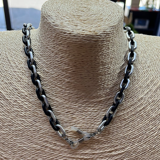 MASK HOLDER CHAIN ACRYLIC BLACK/SILVER 27" 1 PC