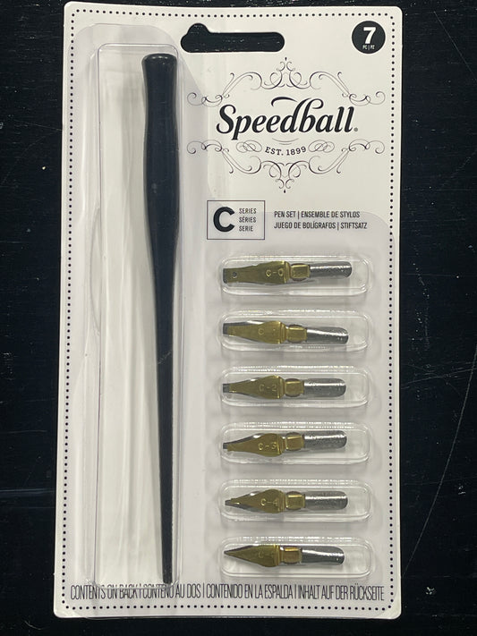PEN NIB SET SERIES C 6 STYLES PLUS HOLDER 7 pcs