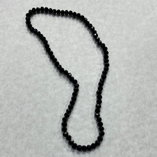 GLASS JADE RONDELLE 6X4MM BLACK