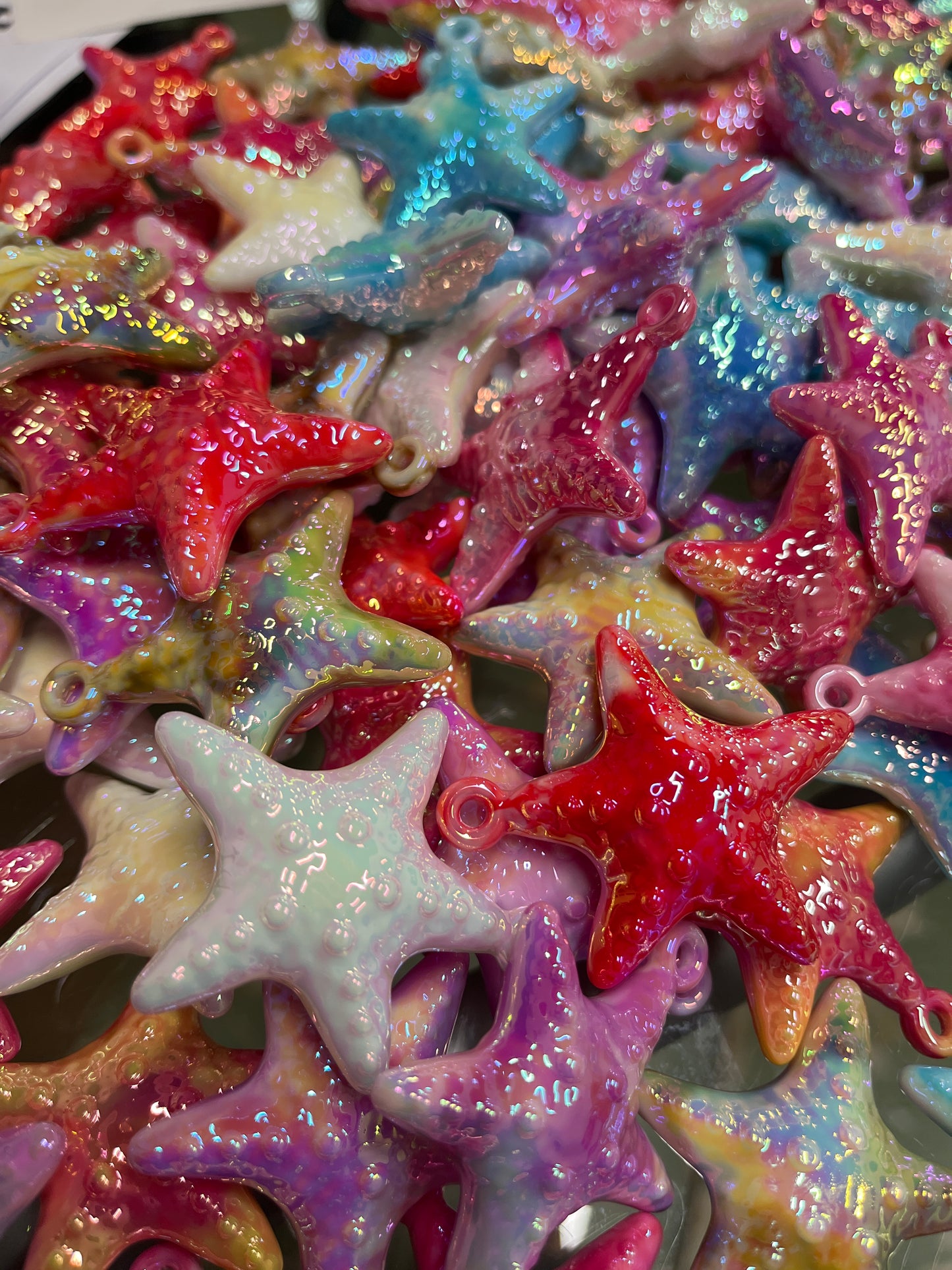 ACRYLIC STARFISH PENDANT 50MM MIXED COLORS 4 PC
