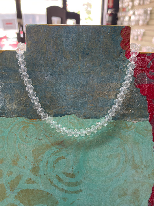 GLASS 8X6MM ABACUS (RONDELLE) CLEAR ABOUT 55 BEADS 1 STRAND