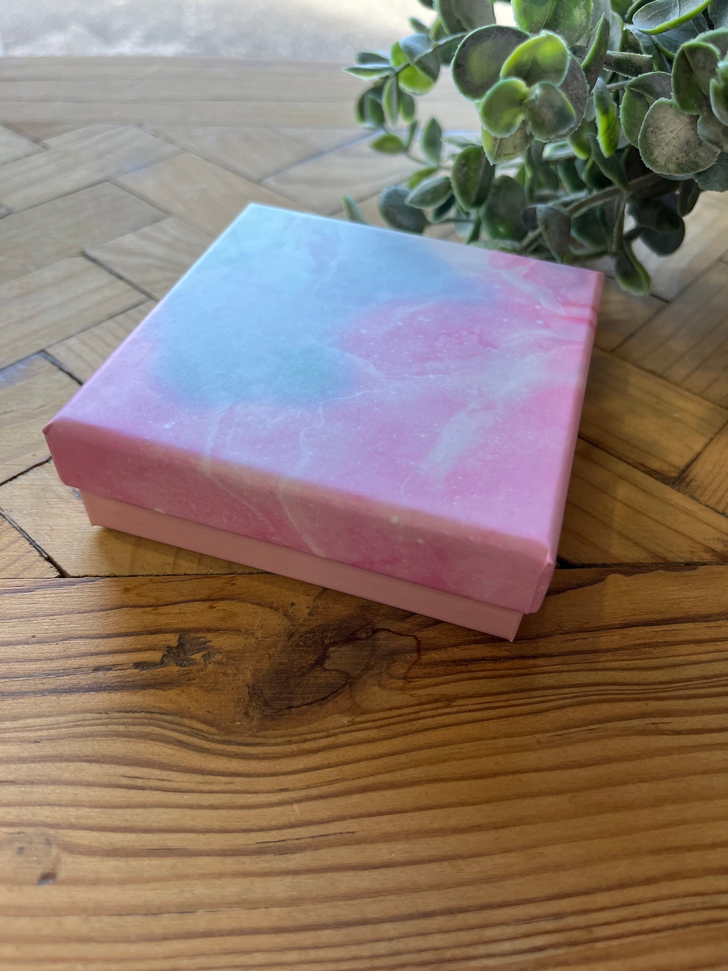JEWELRY BOX SQUARE PINK BLUE 9X9X2CM 1 PC