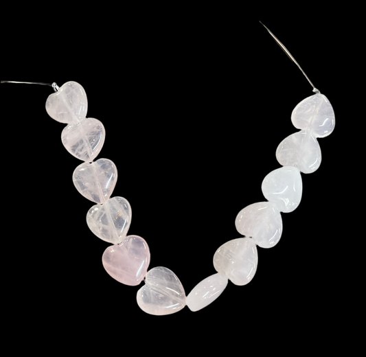 ROSE QUARTZ HEART BEAD 15X16MM 1 STRAND