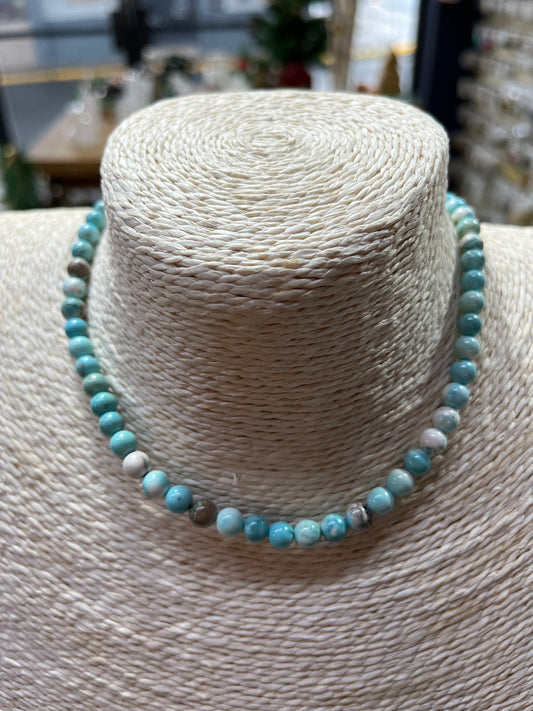 NATURAL MAGNESITE 6MM ROUND TURQUOISE COLOR 1 STRAND