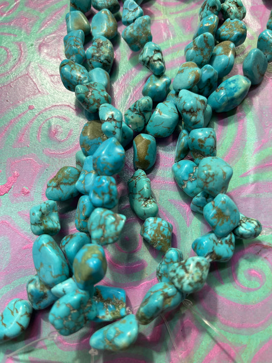 MAGNESITE CHIP 6-18 MM TURQUOISE COLOR 1 STRAND