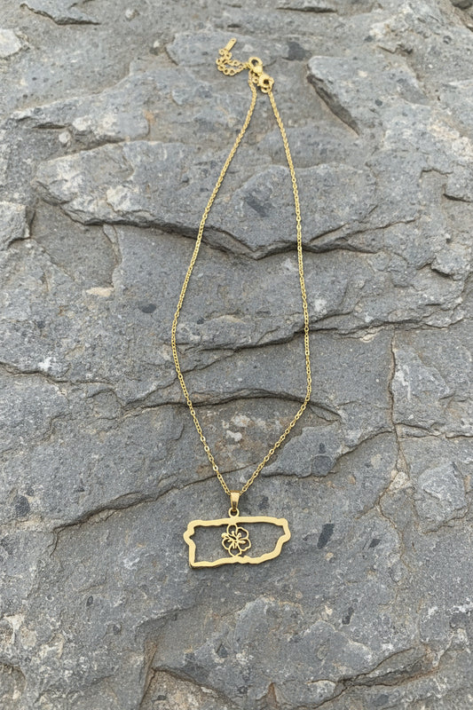 CHAIN STAINLESS STEEL PUERTO RICO MAP GOLD PLATED 17.7 INCHES 1 PC