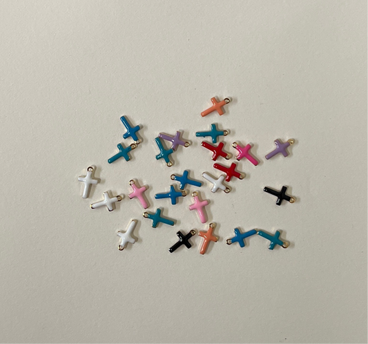 ENAMEL CROSS CHARMS SST