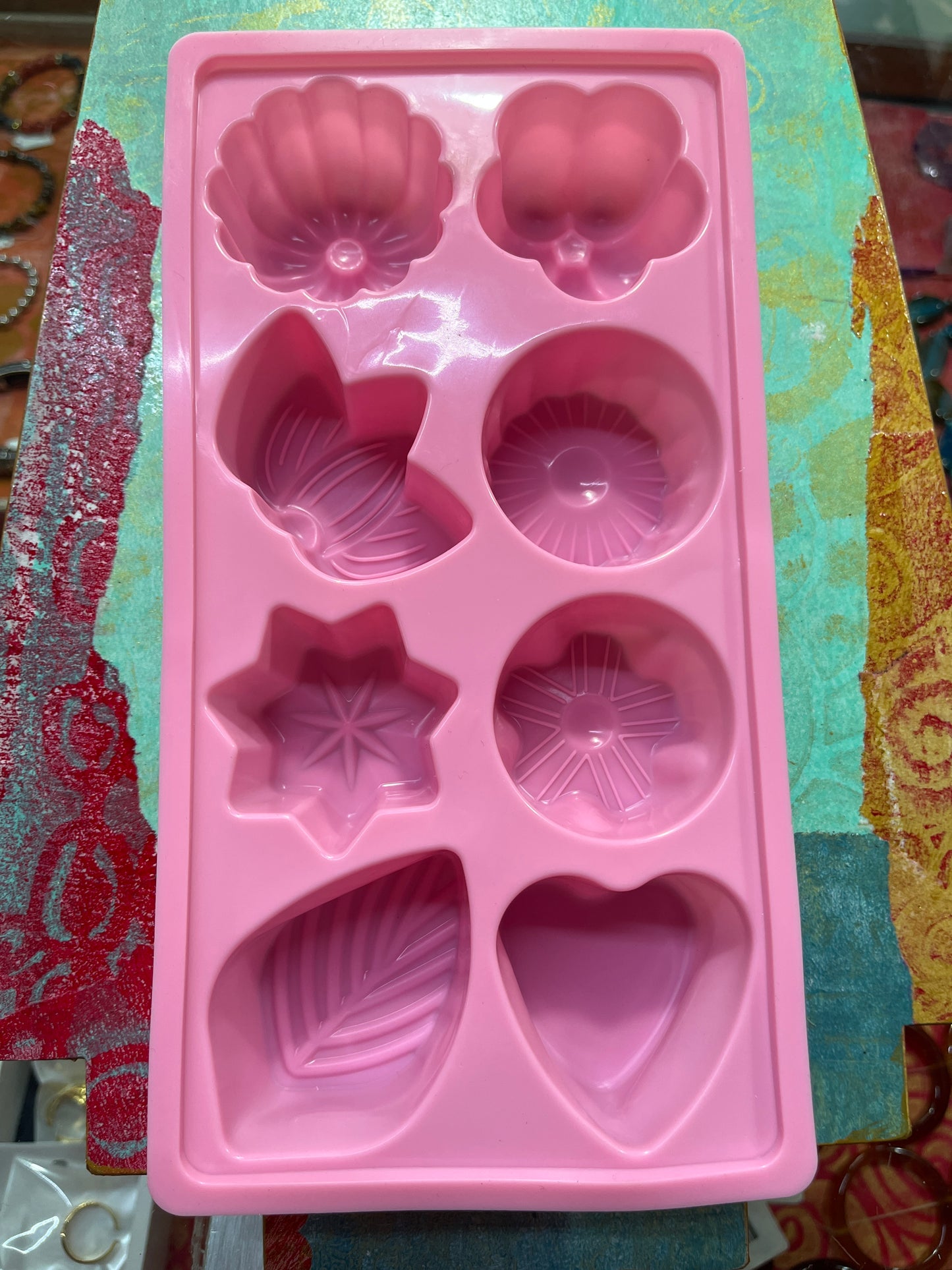 MOLD LEAF FLOWERS AND HEART 8 CAVITIES 1 PC