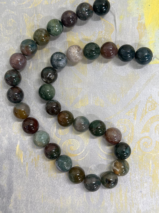 INDIAN AGATE 12MM ROUND MIX COLOR 1 STRAND