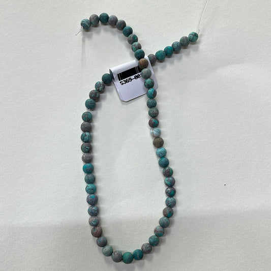 TURQUOISE FROSTED 6MM ROUND SKY BLUE 1 STRAND ABOUT 60 PCS