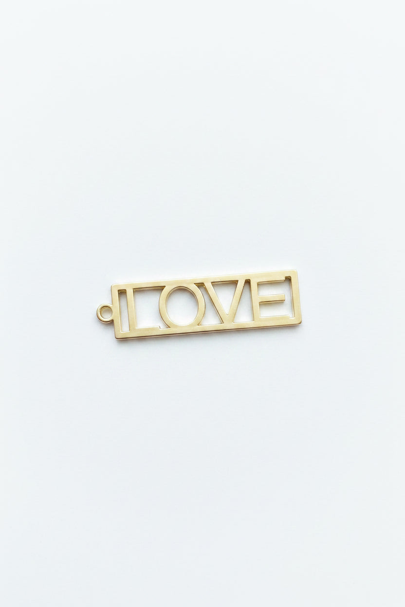 PENDANT RECTANGULAR "LOVE" MATT GOLD 1PC