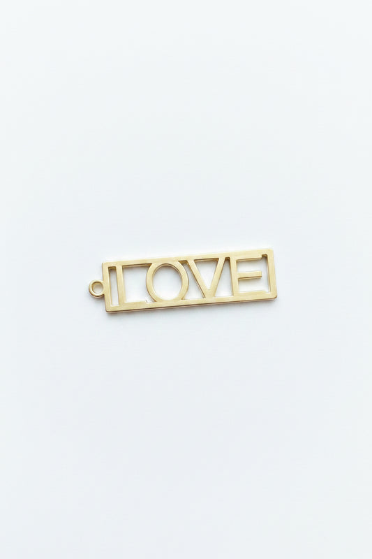 PENDANT RECTANGULAR "LOVE" MATT GOLD 1PC