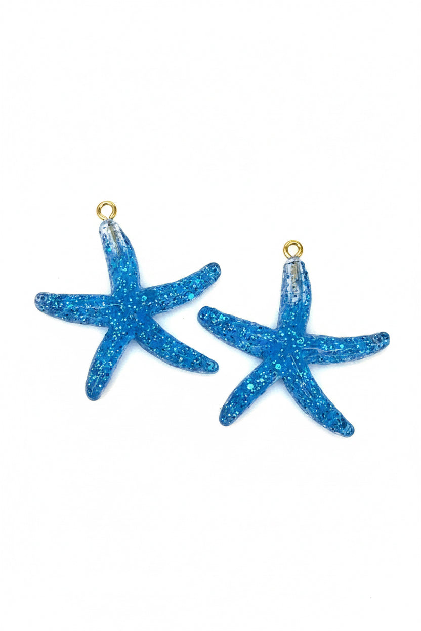 RESIN STARFISH PENDANT 41MM BLUE 2 PC