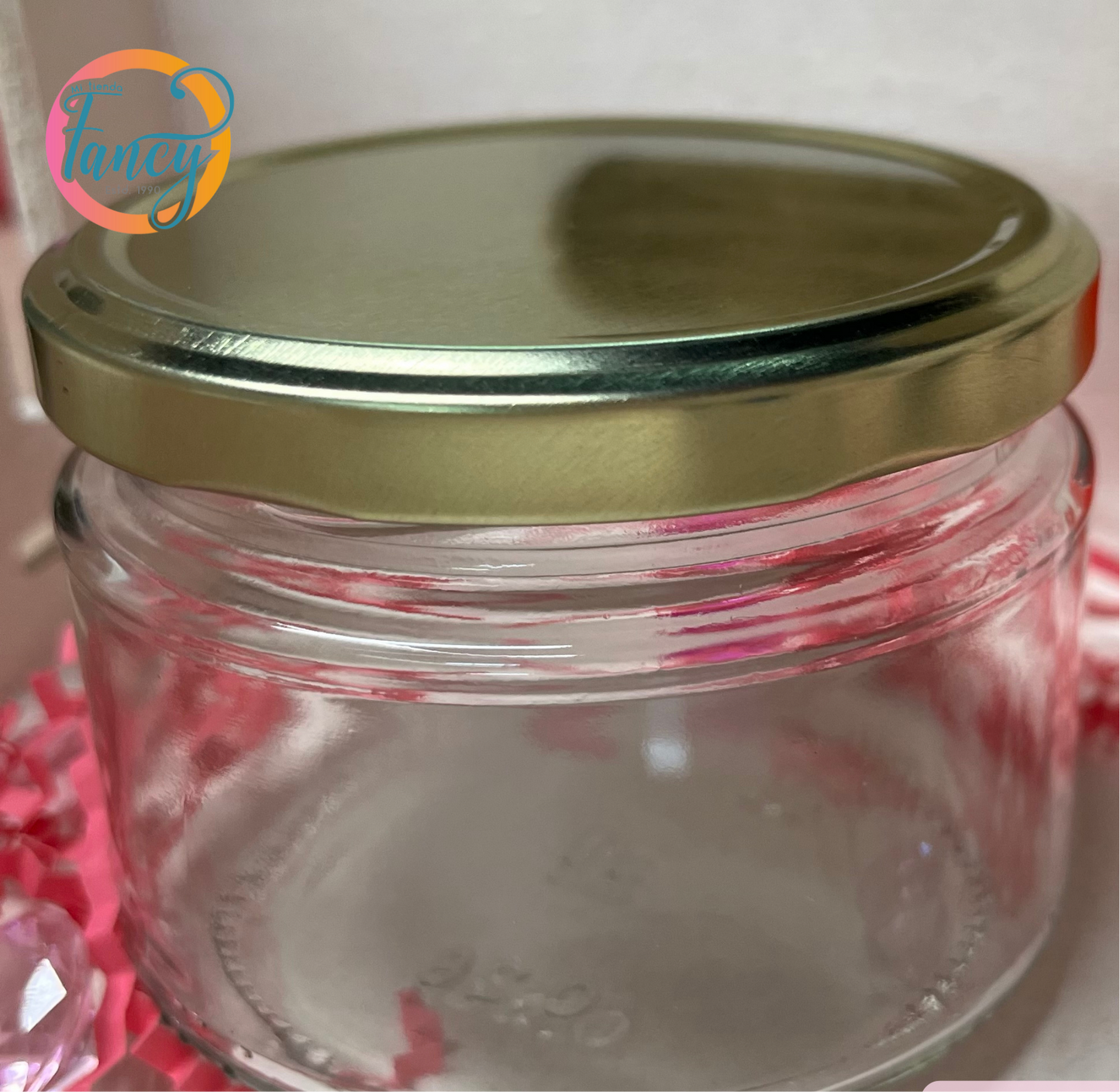 JAR 6 OZ GLASS GOLD CAP RND 82 MM