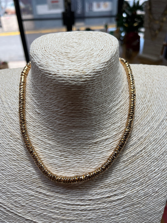 HEMATITE WAVE FLAT ROUND 6X1.5MM GOLD PLATE 1 STRAND.