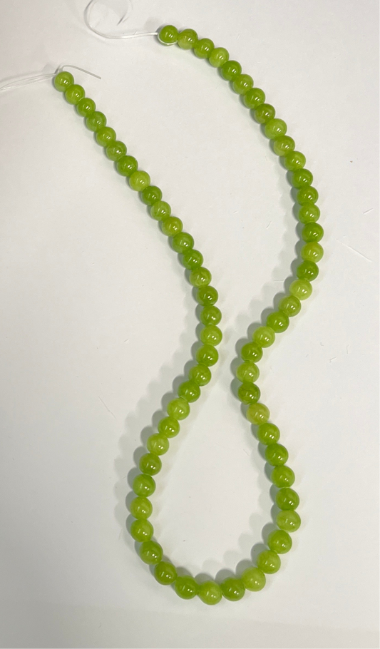 YELLOW JADE 6MM ROUND GREEN YELLOW 1 STRAND